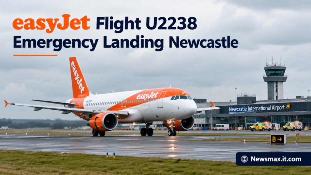 easyJet flight U2238 emergency landing Newcastle at Newcastle International Airport.
