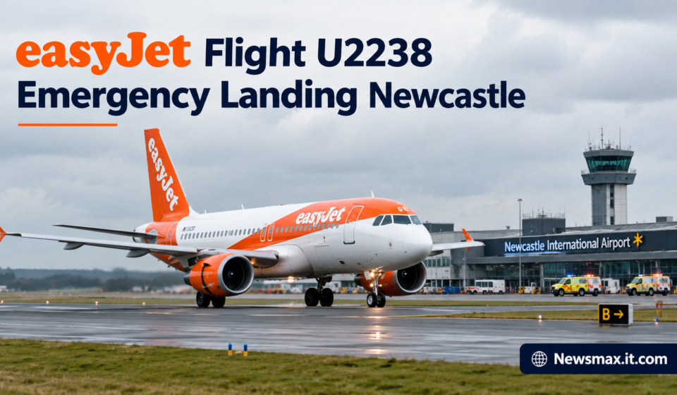 easyJet flight U2238 emergency landing Newcastle at Newcastle International Airport.