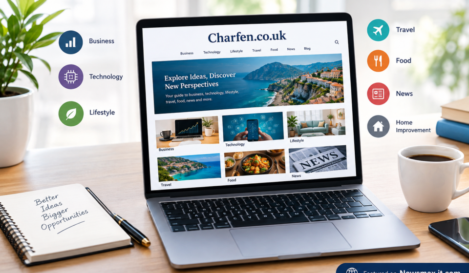 Charfen.co.uk website overview featuring business, technology, lifestyle, travel, food, and home improvement content.
